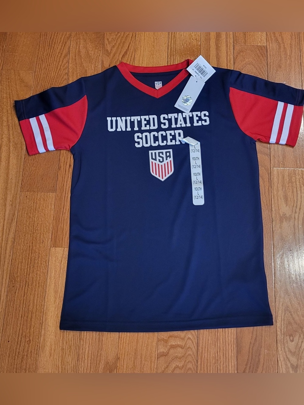 U.S. Soccer USA National Team Soccer Jersey Boys Large Shirt FIFA World Cup NEW